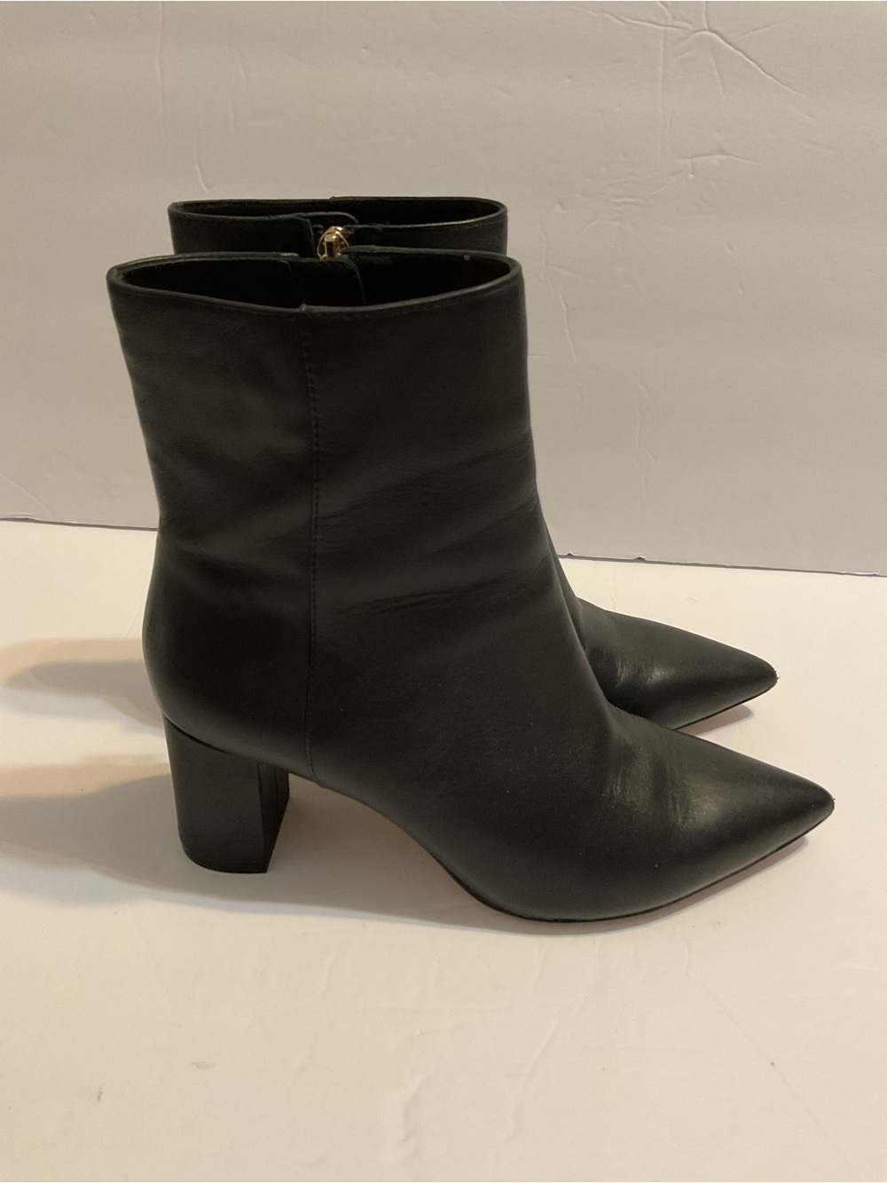 J. CREW SADIE POINTED TOE BOOTS BLACK W/ BLOCKED HEELS LUXURY SOFT LEATHER SZ 7